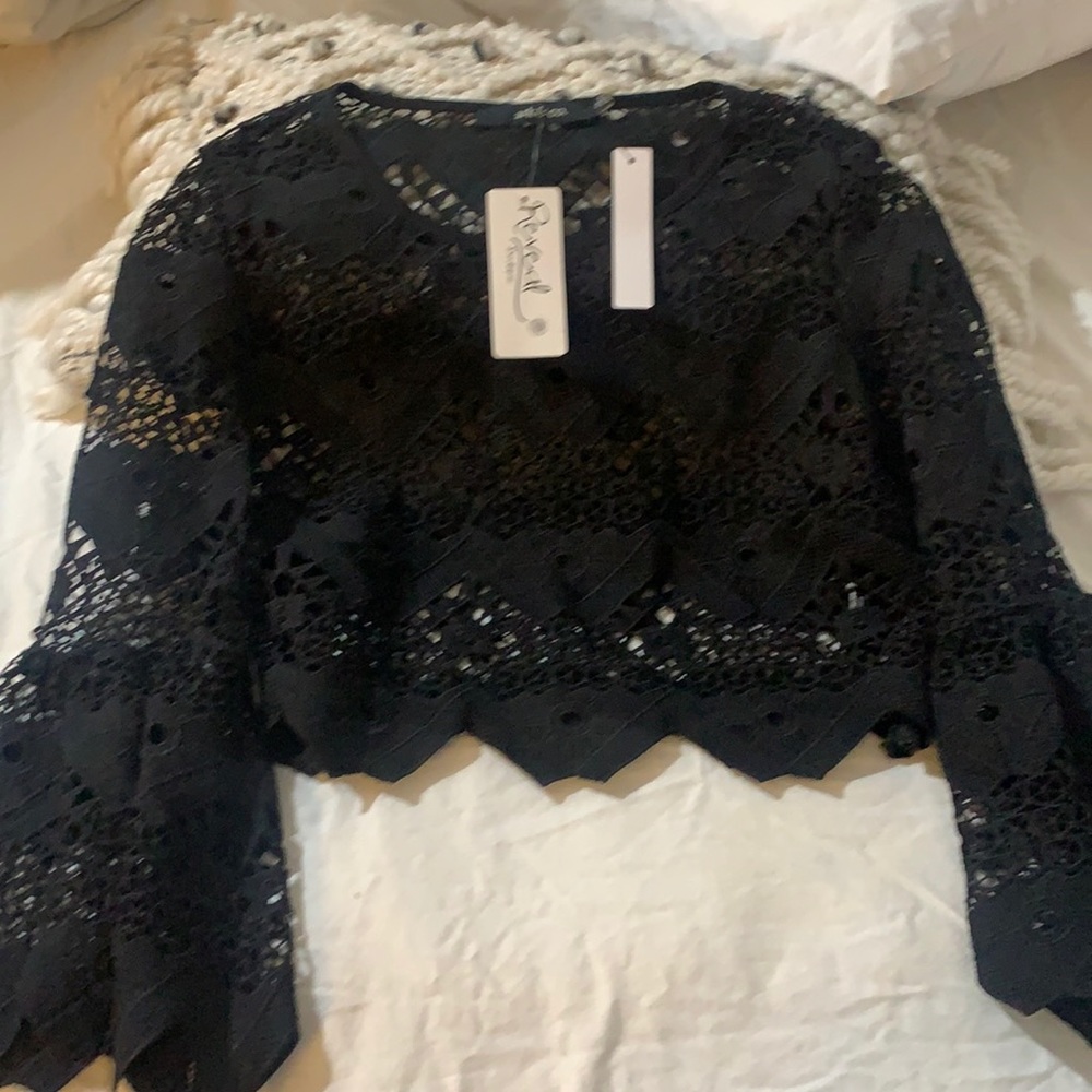 Brand new black crochet top